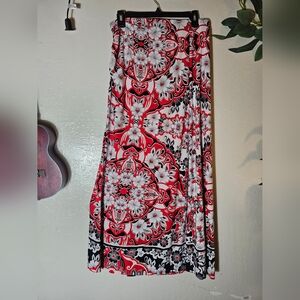 INC International‎ Concepts Asymmetrical Skirt in Red and Black Floral